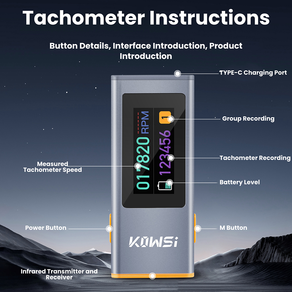 0.96-inch TFT infrared RPM spe - Industrial Laser Tachometer 评论和价格