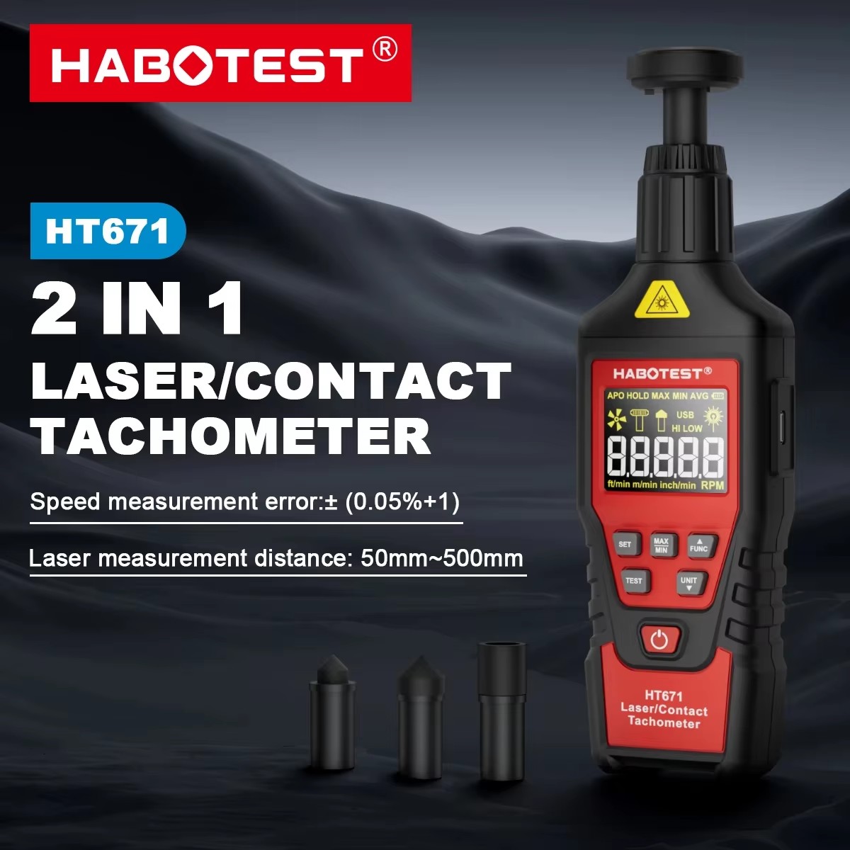 HABOTEST HT671 2-in-1 Digital  - Industrial Laser Tachometer 评论和价格