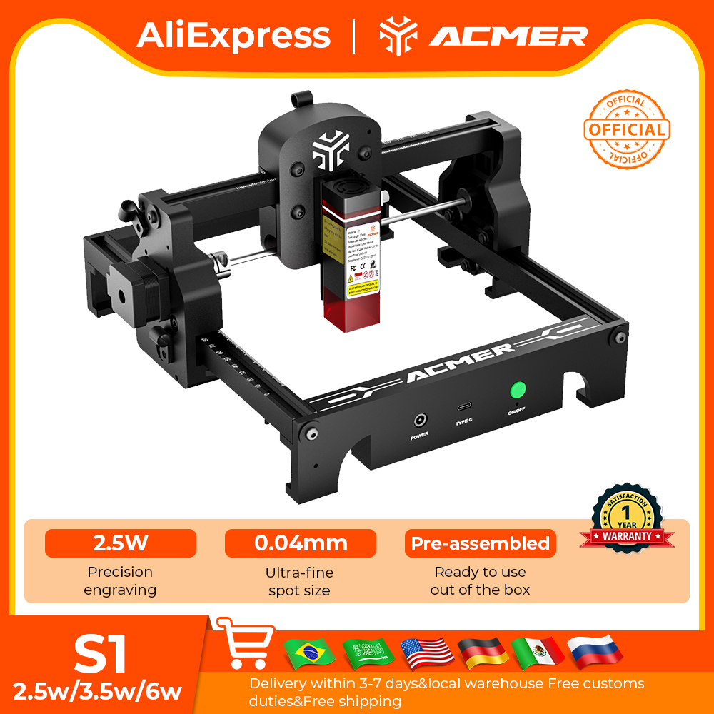 ACMER S1 Mini Laser Engraving  - Acrylic Cutting Machine 评论和价格