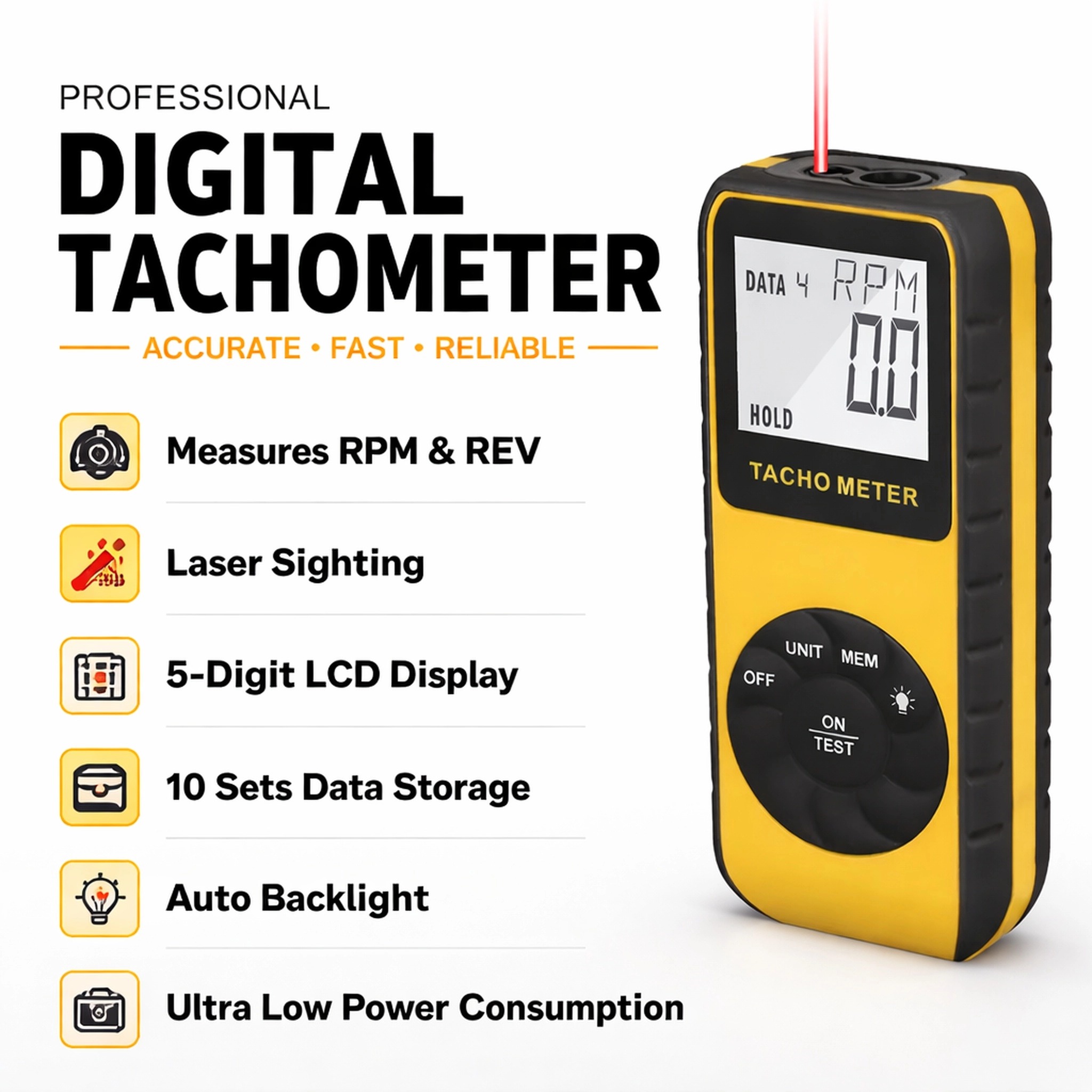 Digital Non-Contact Laser Tach - Industrial Laser Tachometer 评论和价格
