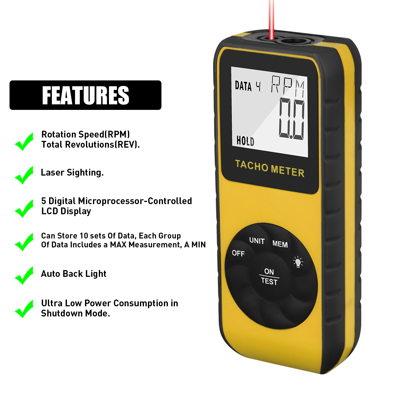 Digital Non-Contact Laser Tach - Industrial Laser Tachometer 评论和价格